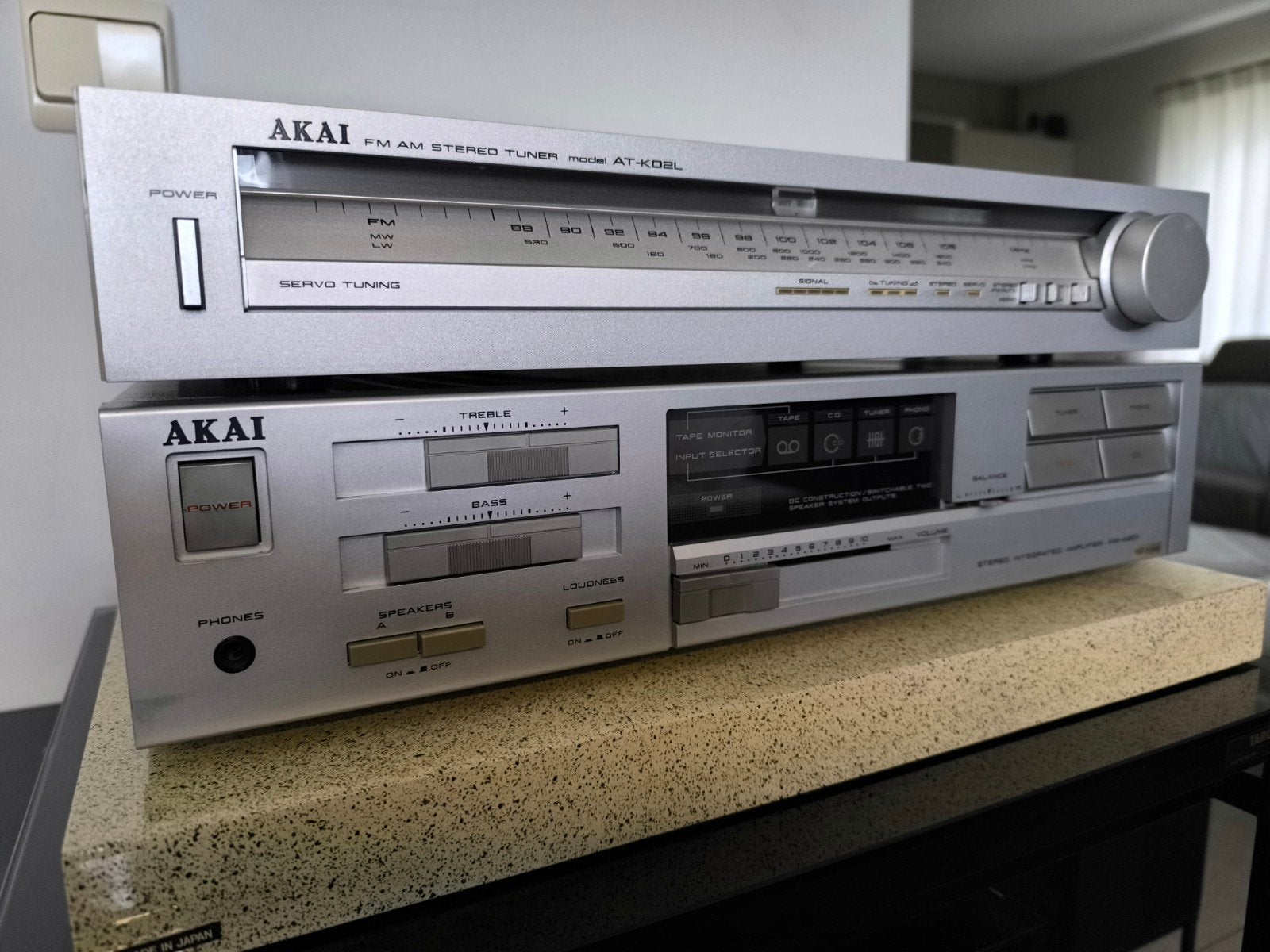 AKAI HIFI set - AM A201 Versterker - AT K02L Tuner, Audio, Tv en Foto, Stereoketens, Ophalen, Tuner of Radio, Losse componenten