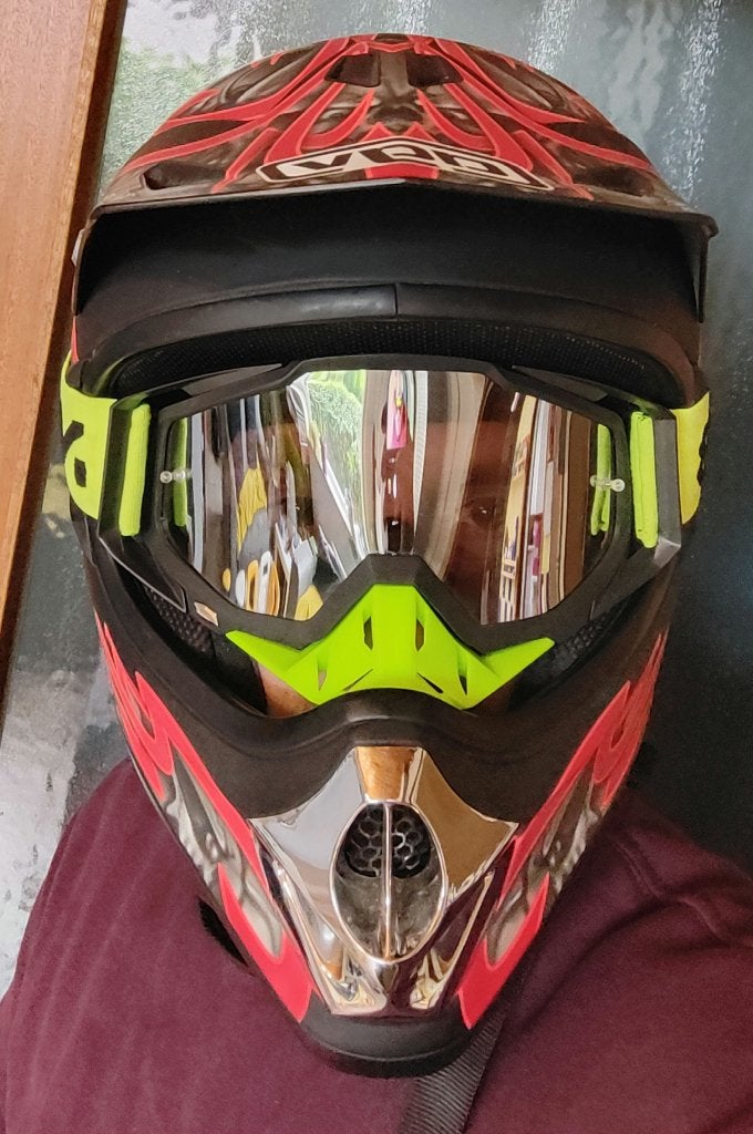 Casque cross / enduro AGV AX‑8 LoArt Flames/Skull + lunette, Motos, Enlèvement ou Envoi, L, Autres types, AGV