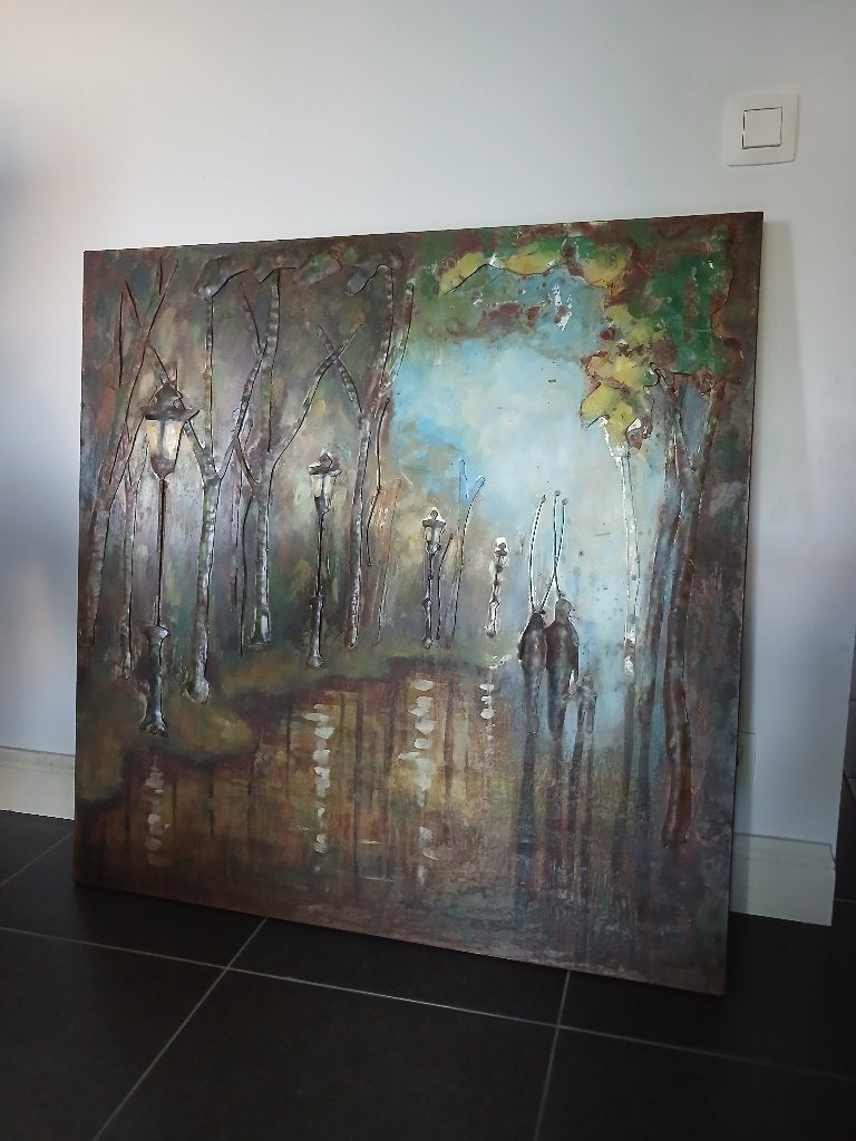 3D metalen schilderij, Antiek en Kunst, Kunst | Schilderijen | Modern, Ophalen, Stilleven, 3D-effect, Overige technieken
