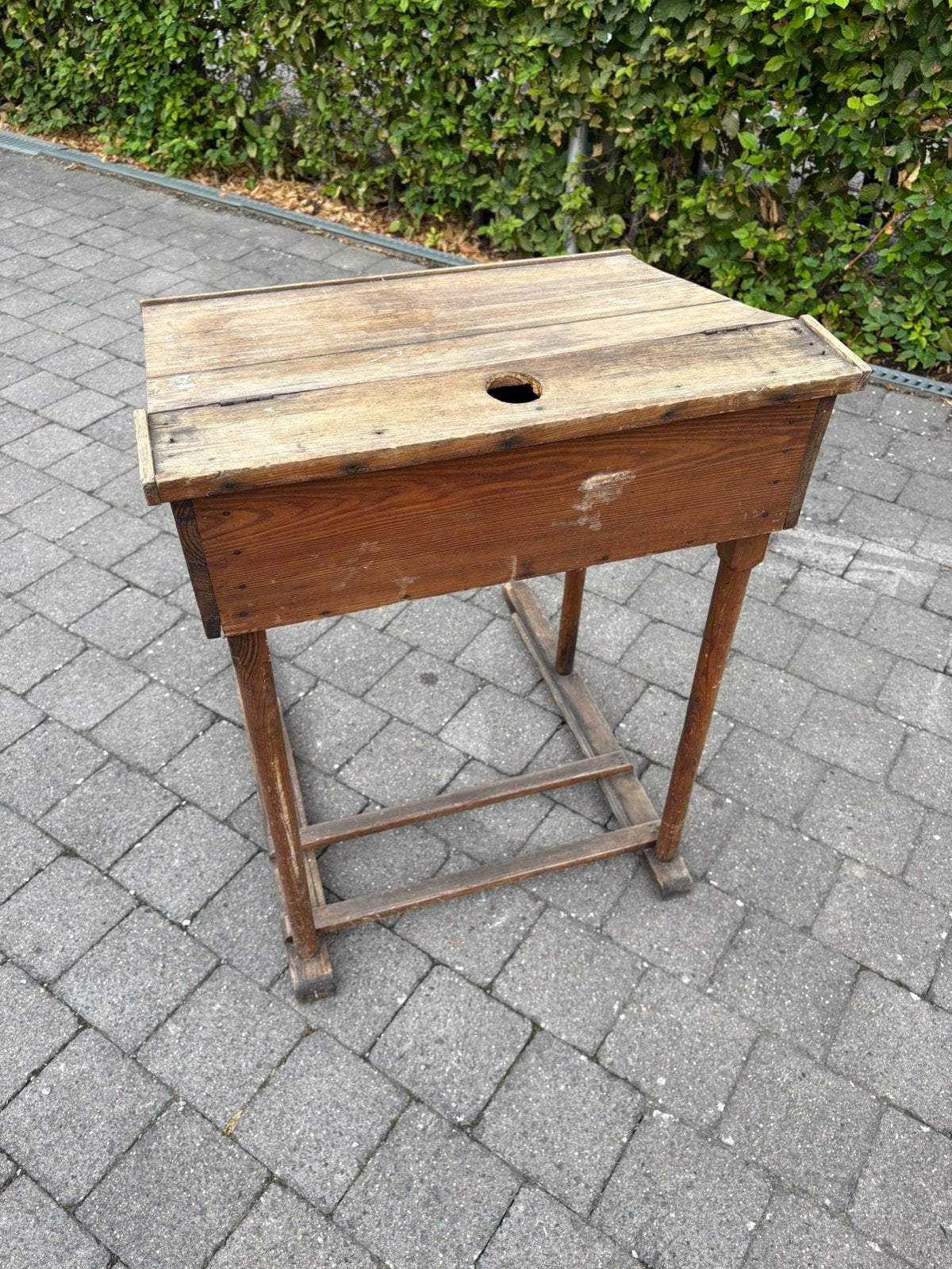 Pupitre ancien table vintage en bois coffre de rangement, Antiquités & Art, Enlèvement