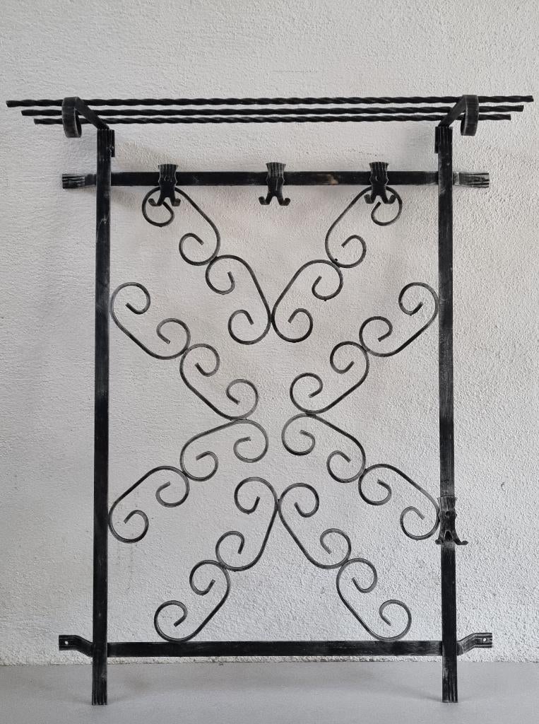 Porte-manteau mural vintage en fer forgé avec porte-chapeau, Portemanteau mural, Enlèvement, Utilisé, 100 à 150 cm