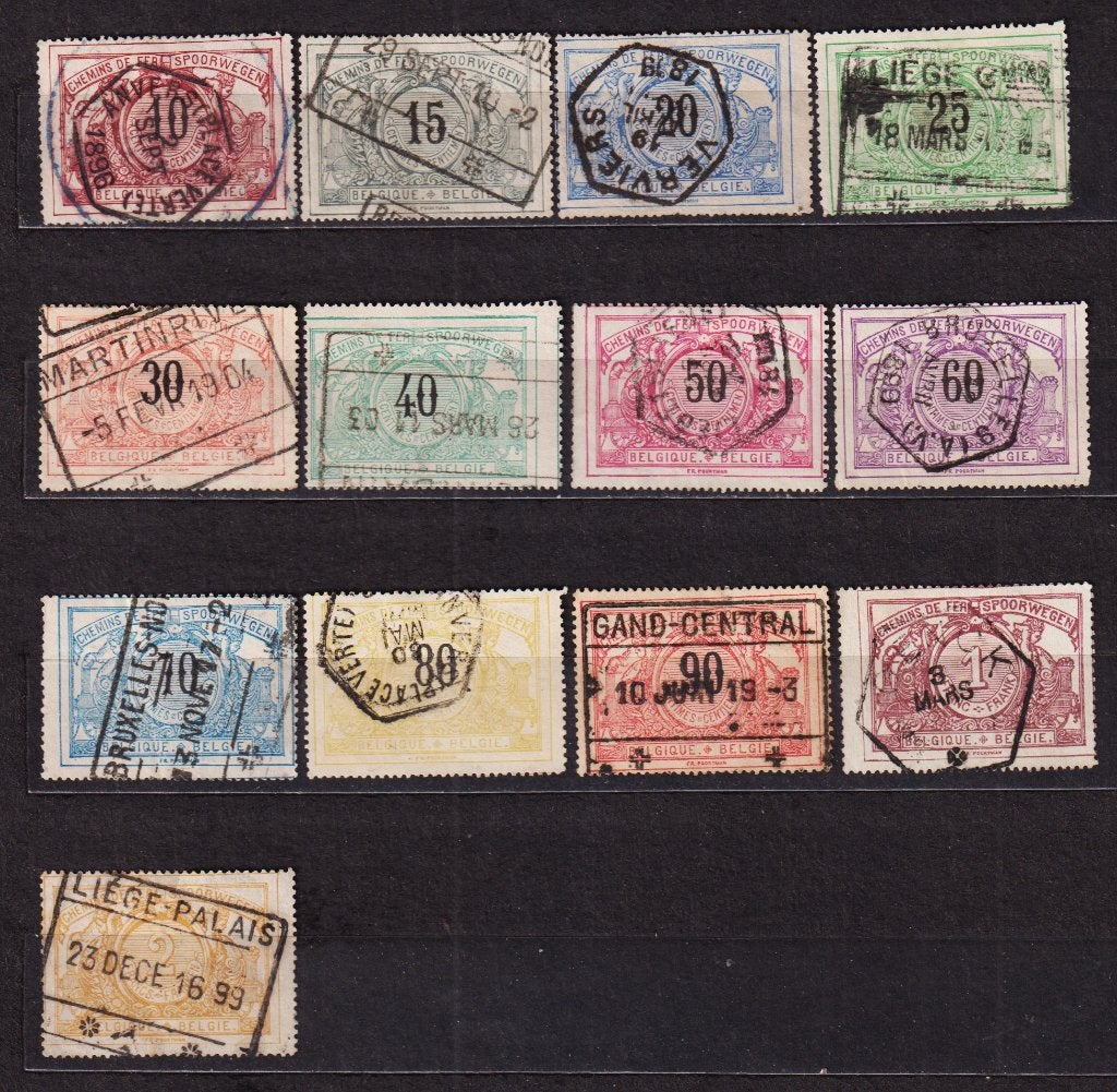 Belgique Timbres chemins de fer 1895 TR15-TR27, Envoi, Affranchi, Oblitéré