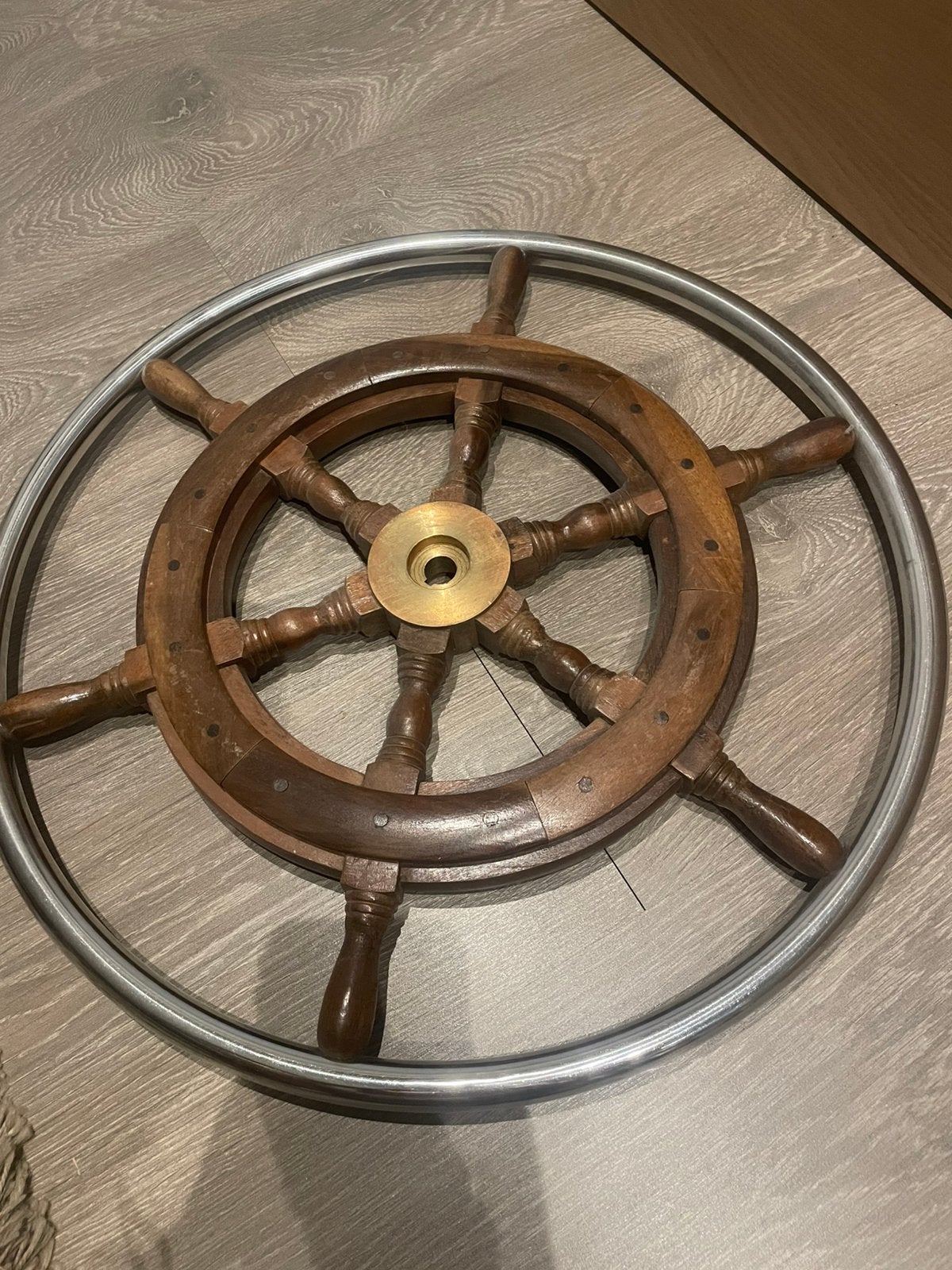 Klassiek houten scheepsstuurwiel – 55 cm, Ophalen, Zo goed als nieuw