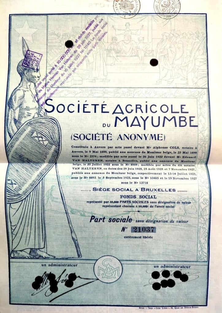 Société Agricole du Mayumbé 1927, Timbres & Monnaies, Actions & Titres, Enlèvement ou Envoi, 1920 à 1950, Action