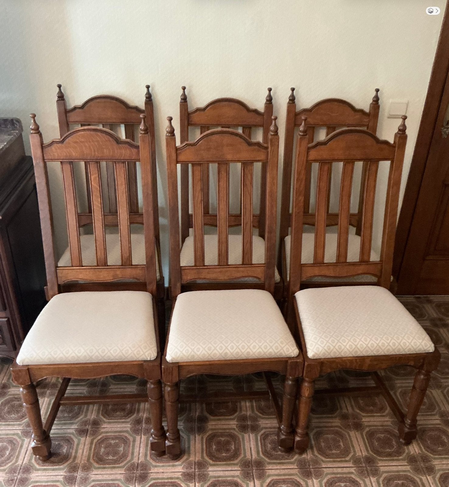 6 massief eiken stoelen, Ophalen