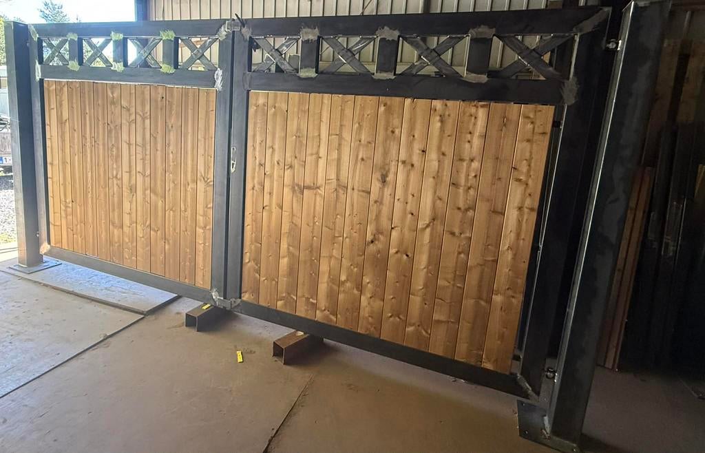 Nieuwe poort staal met hout, Tuin en Terras, Ophalen, Zo goed als nieuw, Hout