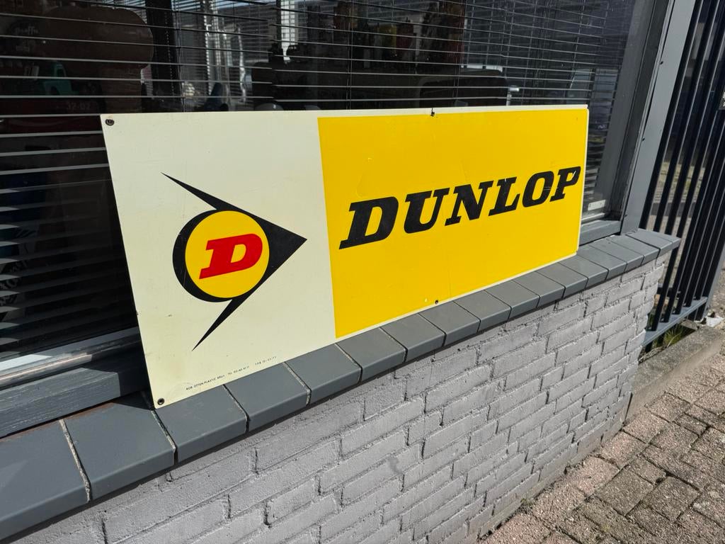 Oud DUNLOP banden reclamebord 1973, Ophalen, Gebruikt, Reclamebord