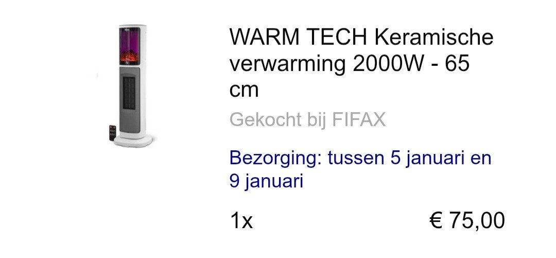 Verwarming, instelbaar met vlameffect, Enlèvement