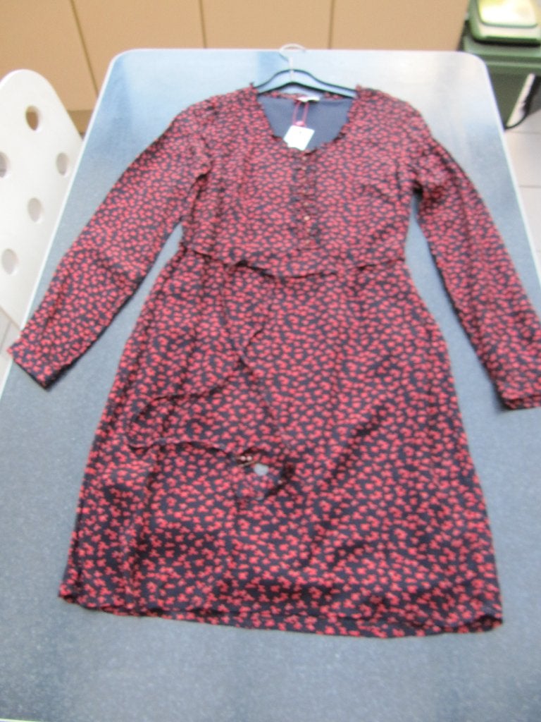 jurk nieuw CKS rood blauw bloem lange mouw small, ook medium, Neuf, Enlèvement ou Envoi, Taille 36 (S), Multicolore