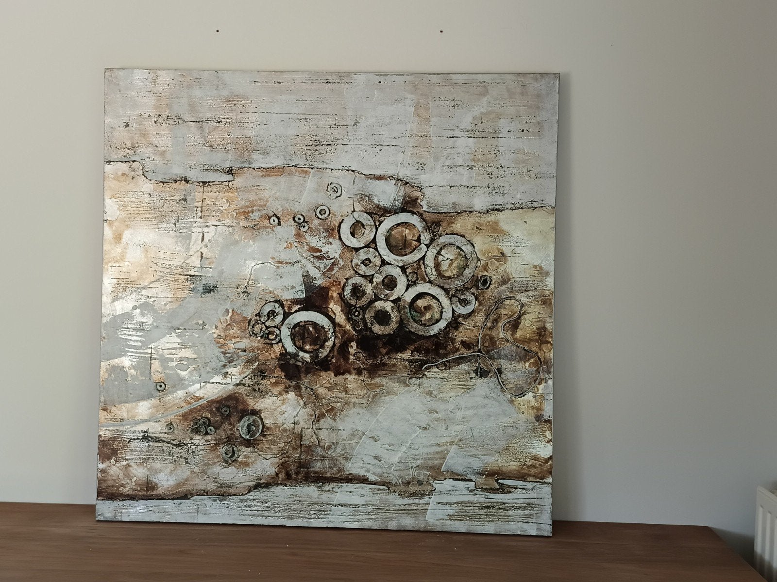 magnifique toile abstraite 120x120, Antiquités & Art, Enlèvement