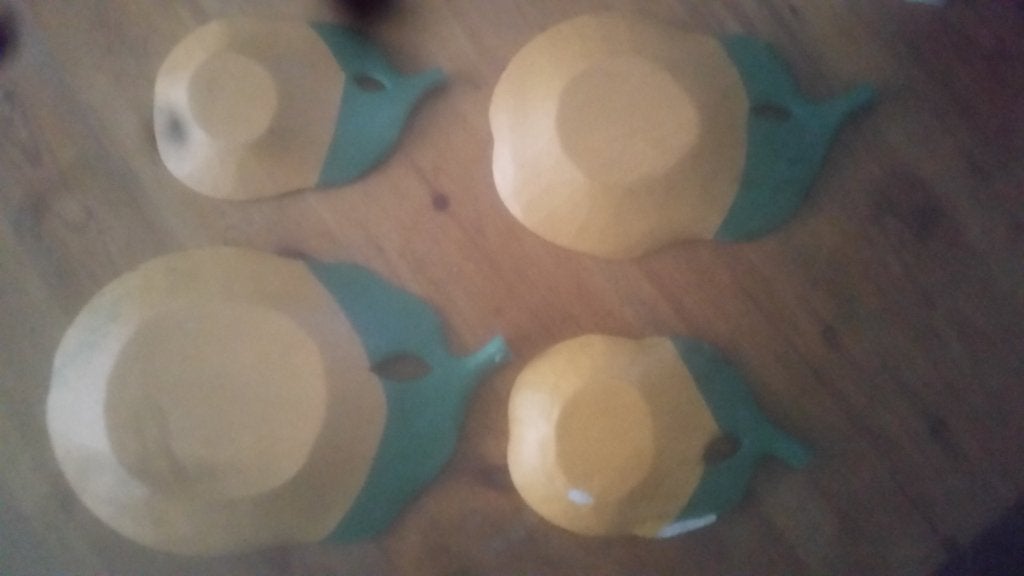 4 houten schaaltjes, Ophalen, Gebruikt