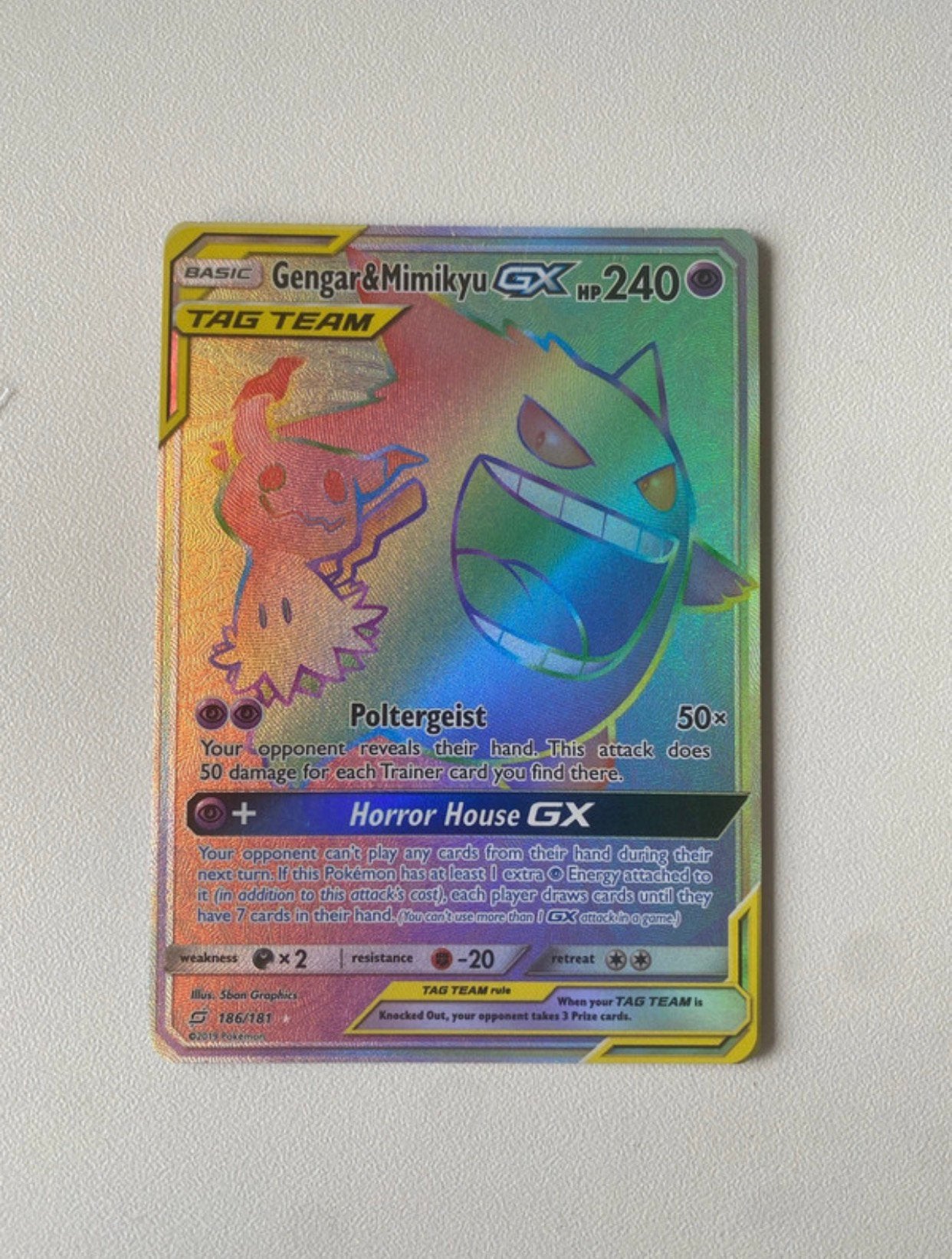 Pokémon Gengar & mimikyu 186, Enlèvement, Utilisé, Cartes en vrac, Foil