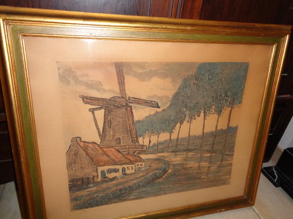 M.Flament(Bruxelles 1884)-Belle peinture -Voir au PIRON, BAS, Antiquités & Art, Enlèvement ou Envoi, Sous verre, Toile