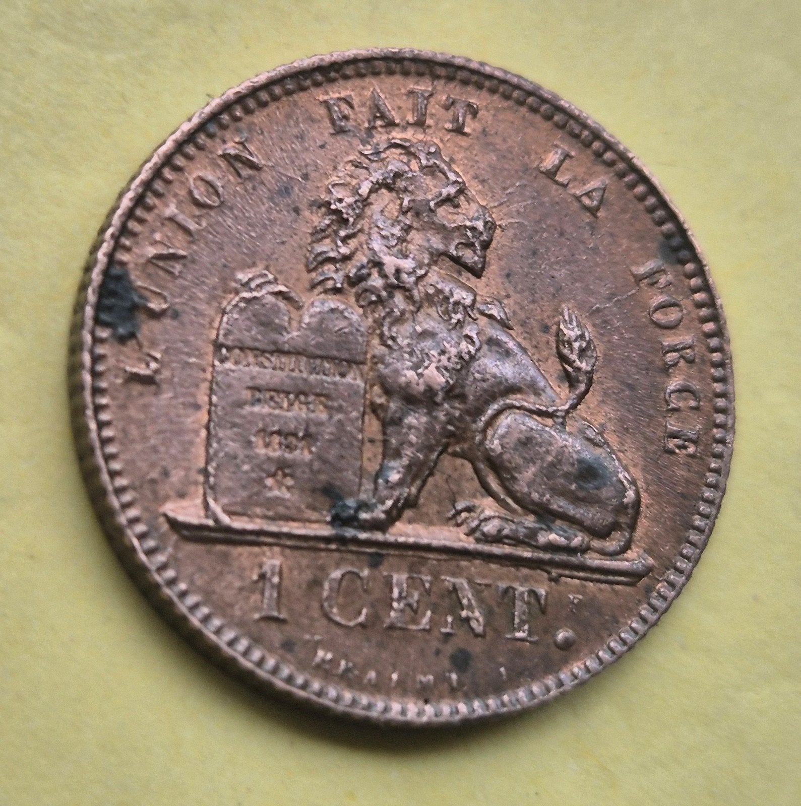 België 1 Centime 1859 Leopold l, Postzegels en Munten, Ophalen of Verzenden, Losse munt