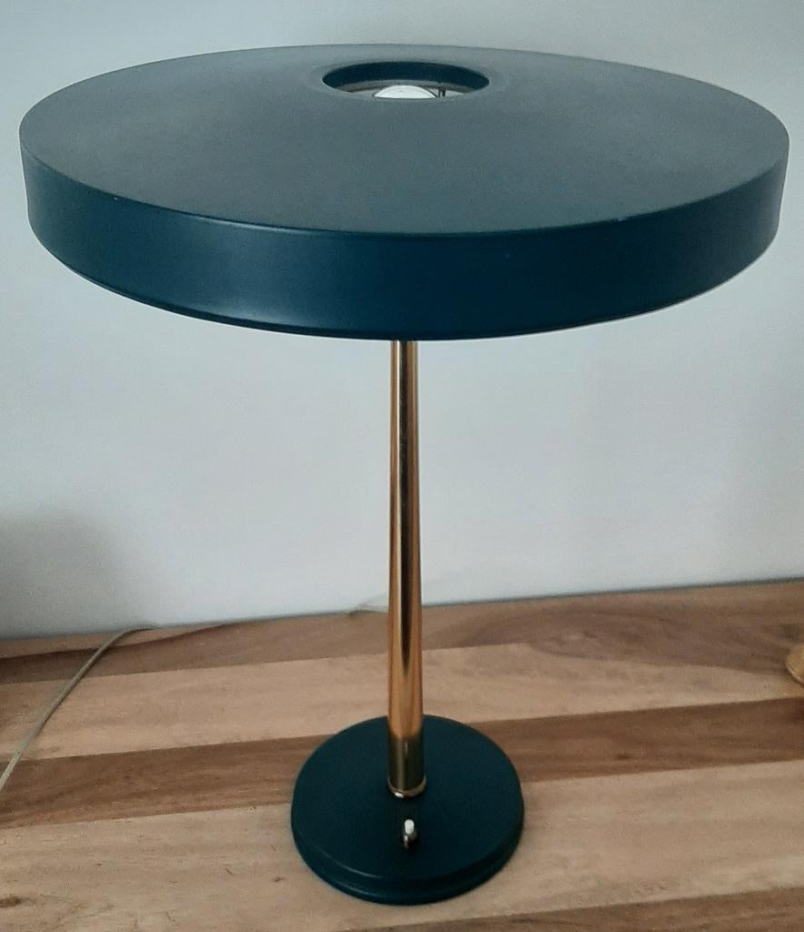 Vintage Philips lamp “Louis Kalff Timor 69”  - groen & goud, Antiek en Kunst, Ophalen