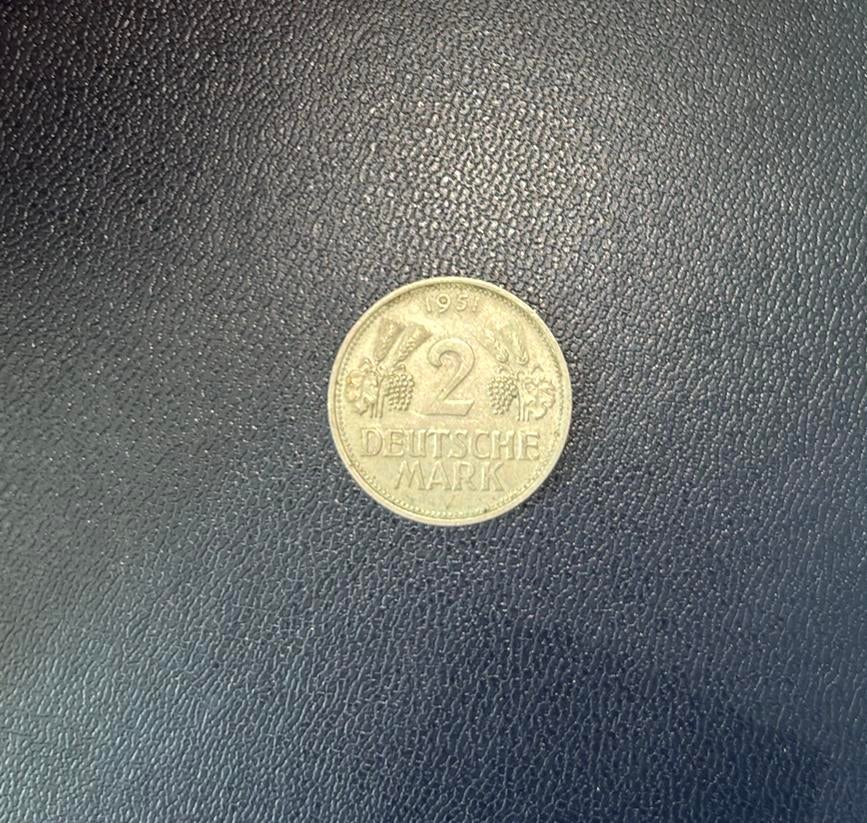2 deutsche Mark F 1951, Ophalen of Verzenden
