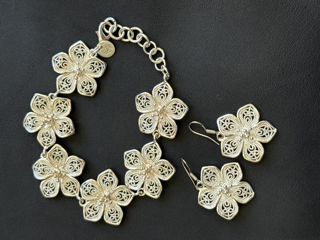 Set: armband en oorbellen „925", Handtassen en Accessoires, Ophalen, Zo goed als nieuw, Zilver, Zilver