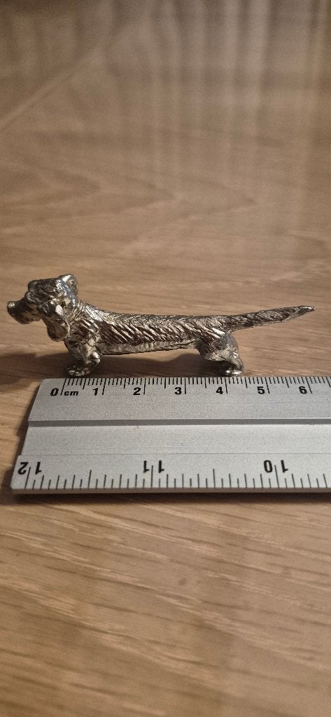 Metalen teckel beeldje, Ophalen of Verzenden, Gebruikt, Dier