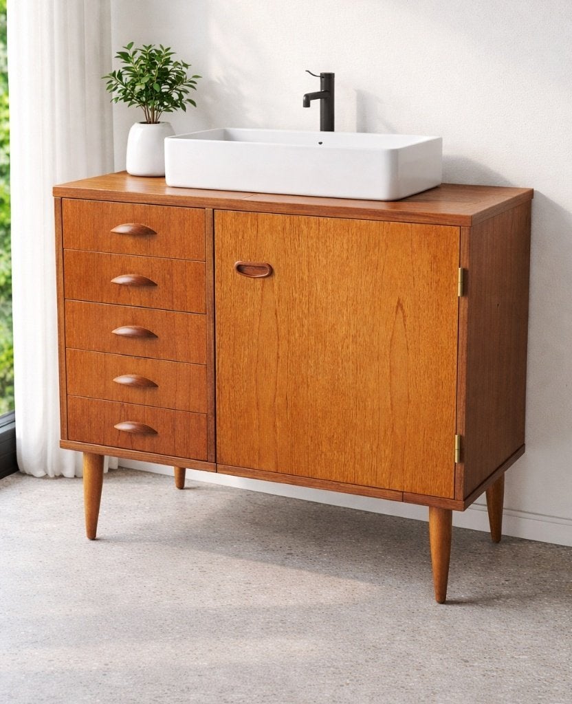 Prachtige vintage teakhouten kast, Ophalen, Zo goed als nieuw, Teakhout, Midcentury