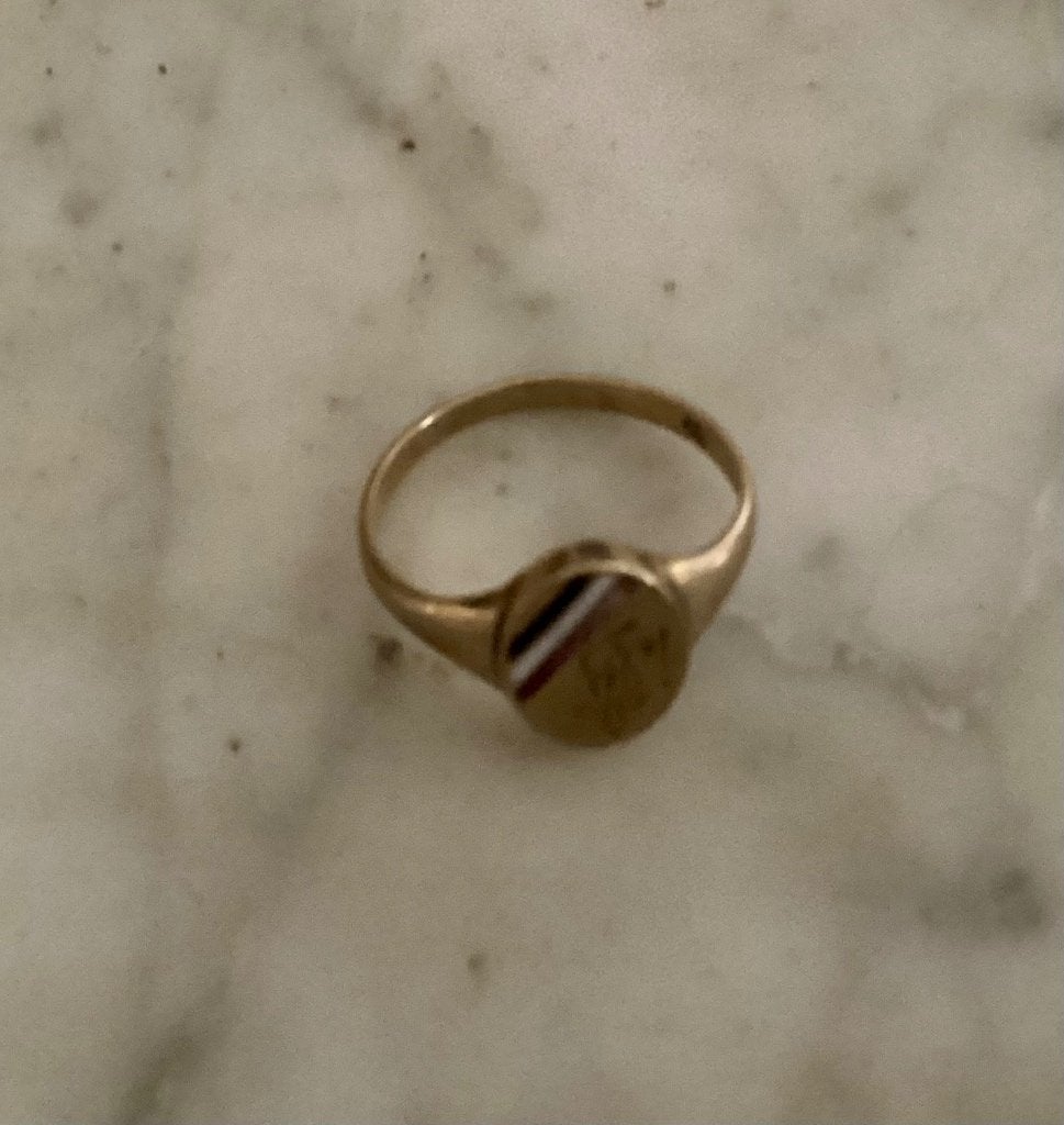 Wo1 souvenir Gouden ring, Verzamelen, Militaria | Algemeen, Verzenden, Landmacht, Kunstobject