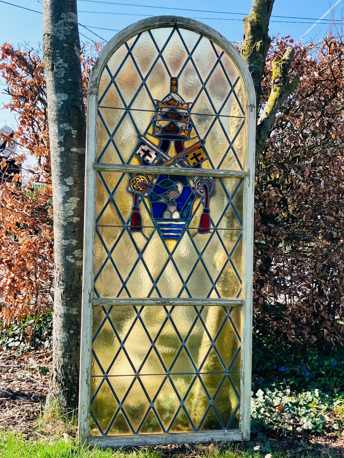 Zeldzaam Kerkraam met wapenschild van Paus XII, Ophalen