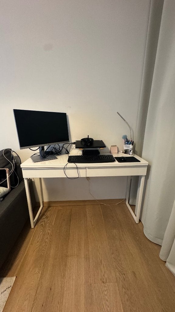 Coiffeuse / bureau blanc avec tiroirs, Maison & Meubles, 100 à 150 cm, Enlèvement, Utilisé, Métal ou Aluminium