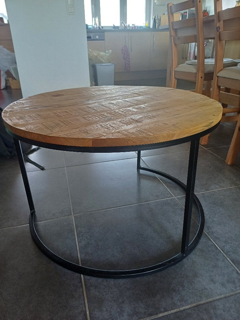 Table basse style industriel, Rond, Autres essences de bois, 50 à 100 cm, Enlèvement