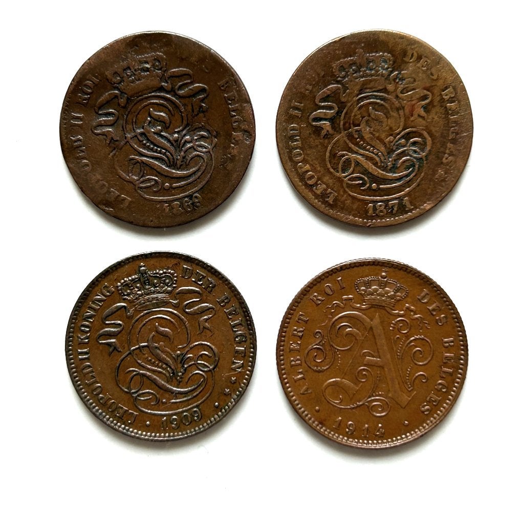 België, Leopold II & Albert I, Postzegels en Munten, Ophalen of Verzenden, Brons, Losse munt