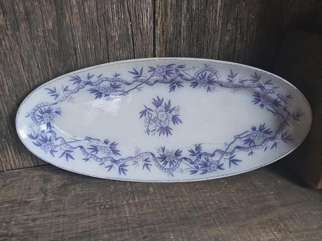 Prachtige antieke zeer grote schaal B. F. Epine 53cm, Antiek en Kunst, Antiek | Servies los, Ophalen of Verzenden