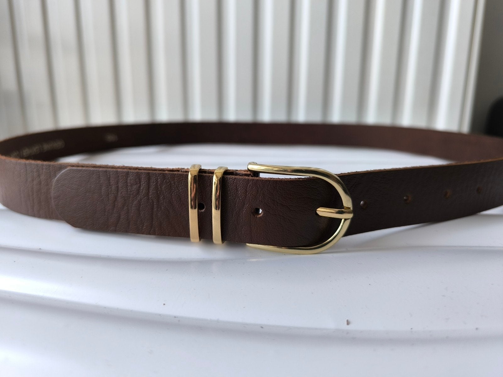Donkerbruine Leren Damesriem – Smalle Echt Leren Riem met Go, Kleding | Dames, Riemen en Ceinturen, Nieuw, Tailleriem, 100 cm of meer