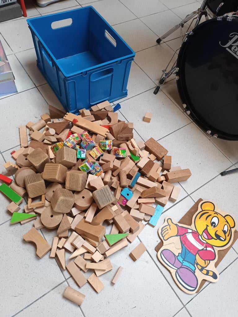 Houten blokken met opbergdoos, Ophalen of Verzenden, Gebruikt, Overige typen
