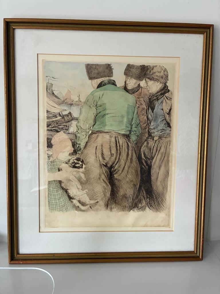 " Henri Cassiers" : vissers aan de kade, Antiek en Kunst, Ophalen of Verzenden