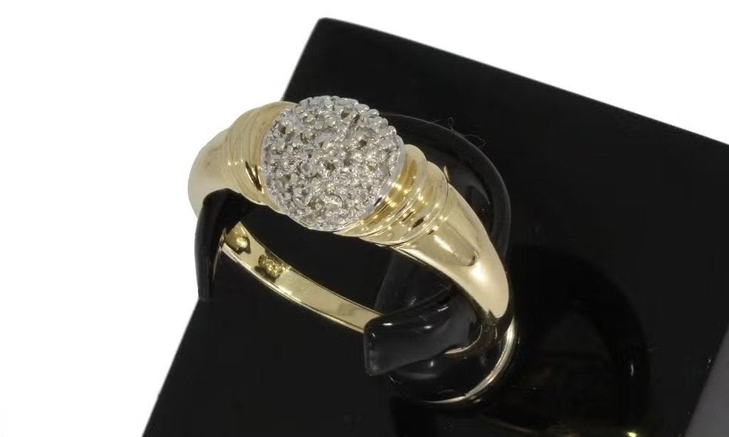 15 diamanten luxe 14k gouden rozet ring dame briljant fraai, Ophalen of Verzenden, Zo goed als nieuw, Dame of Heer, Met edelsteen