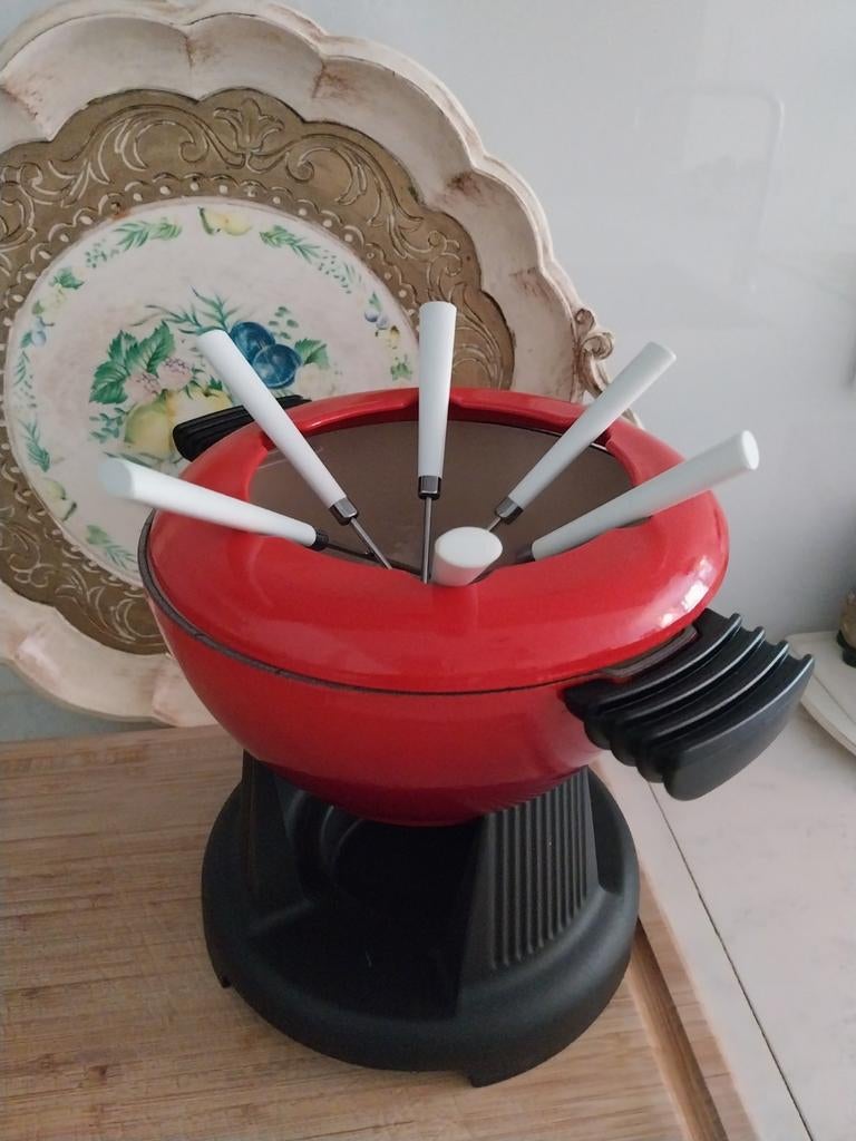 Le creuset fondueset nooit gebruikt rood)150 euro voor de 2, Ophalen of Verzenden, Wit, Le Creuset