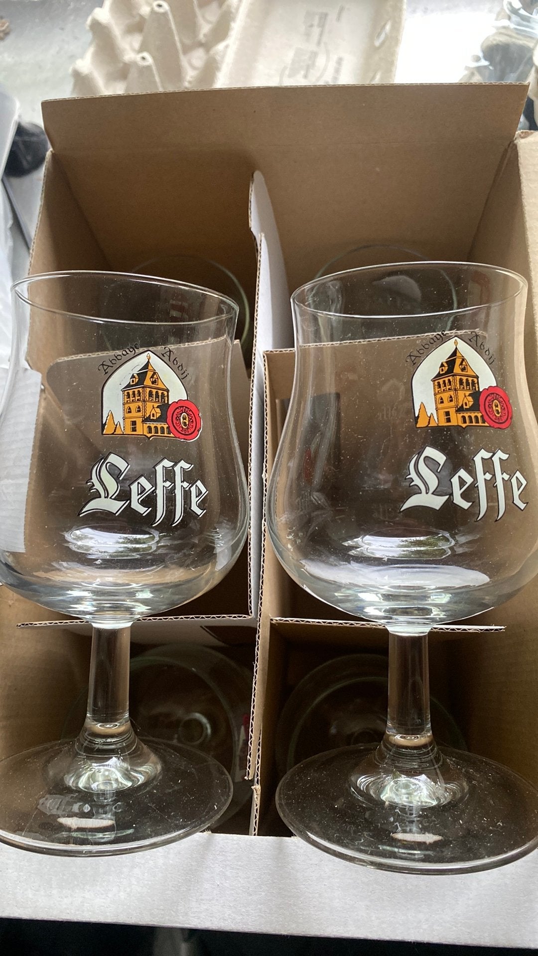 Tulp glazen leffe 6 stuks, Verzamelen, Ophalen of Verzenden, Zo goed als nieuw
