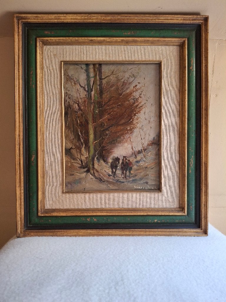 schilderij, Peint à la main, Peinture à l'huile, Panneau, Paysage