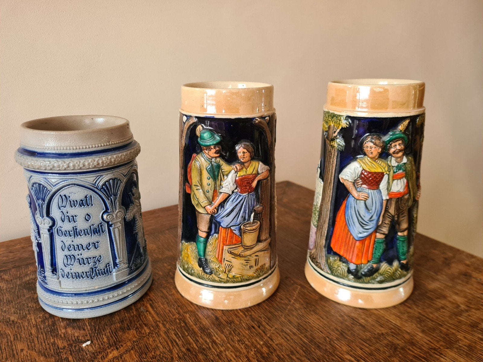 pintes à bière allemandes en céramique vintage, Enlèvement