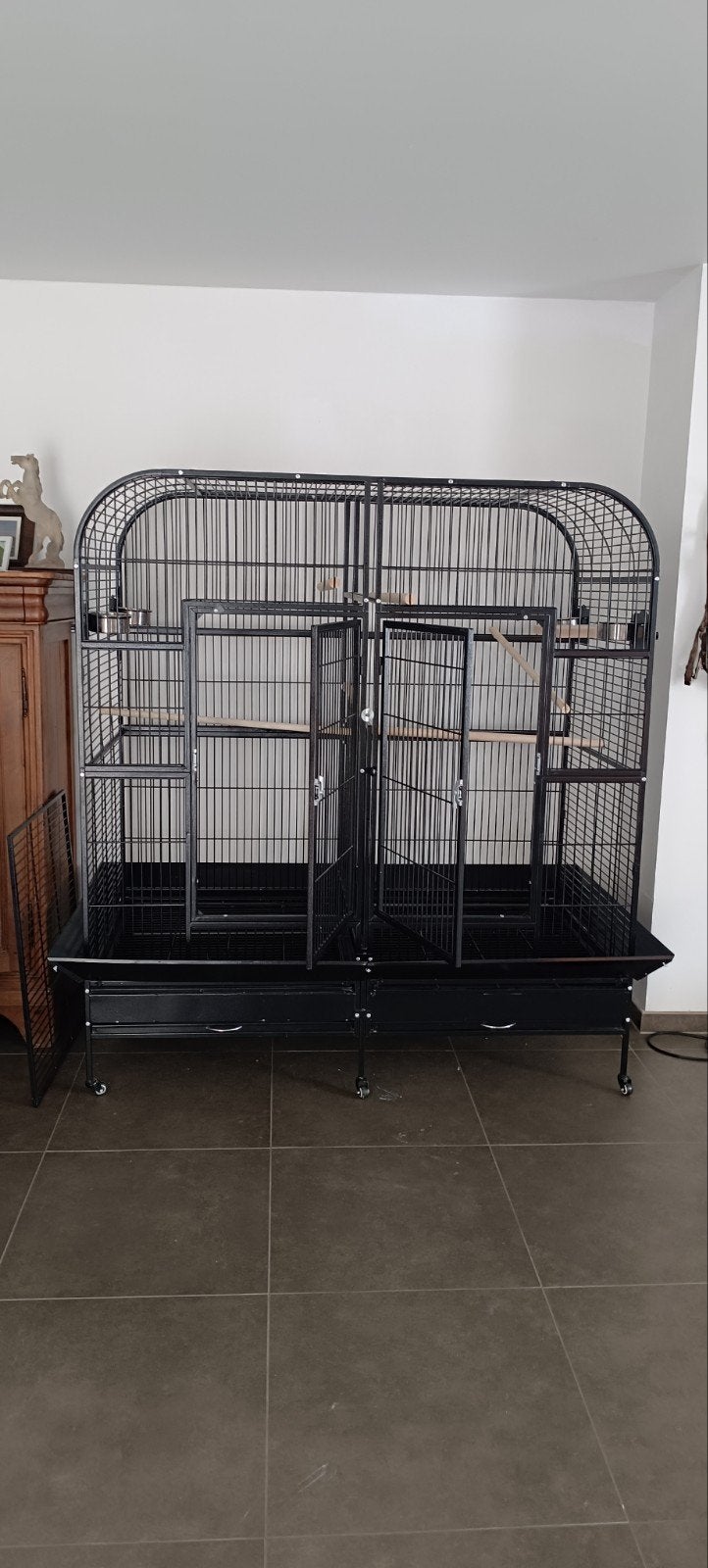 Cage double séparation amovible achetée en juin état impecca, Enlèvement, Comme neuf, Autres matériaux, Volière