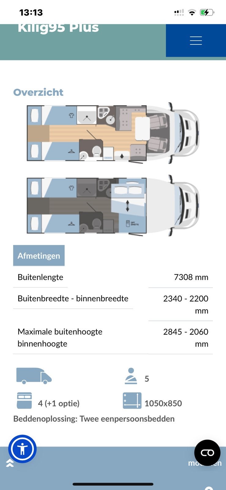 Rimor killig 95 plus 2023, Caravans en Kamperen, Ringverwarming, Ford, 7 tot 8 meter, Particulier