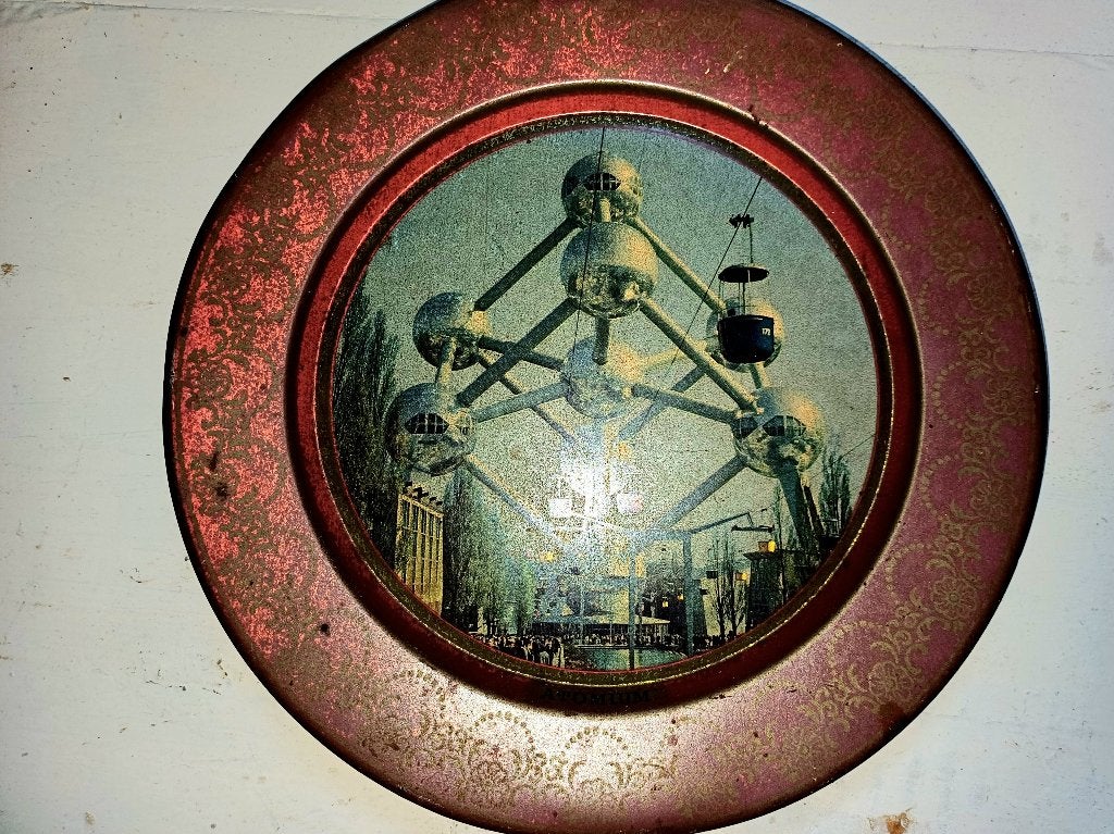 EXPO 1958 BRUSSELS METALEN SCHAAL D 20 CM LITHOGRAFIE, Ophalen of Verzenden, Gebruikt, Overige typen