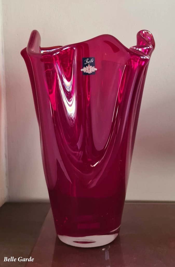 vintage vaas rood - etiket Belle Garde - H 24 cm, Ophalen