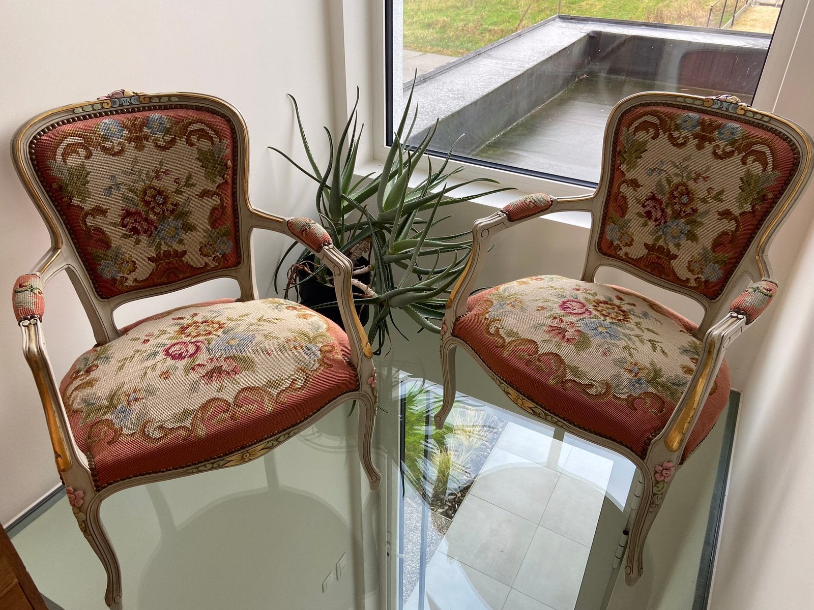 Set gobelin zeteltjes, Antiek en Kunst, Antiek | Meubels | Stoelen en Sofa's, Ophalen