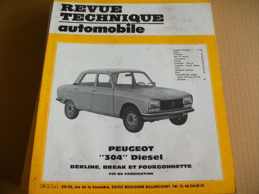 revue technique peugeot 304 diesel jusque 1978, Enlèvement ou Envoi