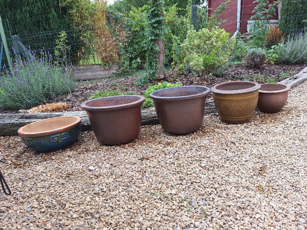 GRANDS POTS DE FLEURS ROBUSTES EN CERAMIQUE, 25 à 40 cm, Rond, Comme neuf, Enlèvement