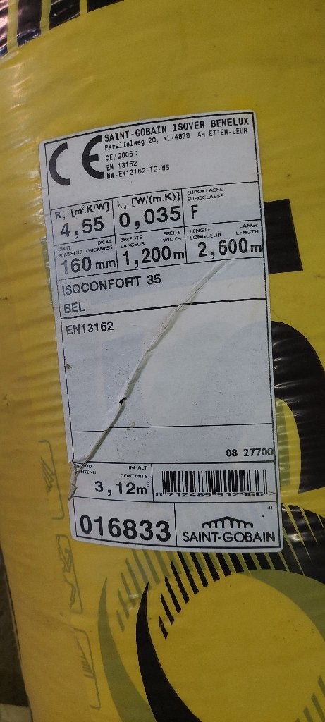 Knauf Insulation Isoconfort 35 – 160 mm – neuf –, Neuf, Laine de verre, Enlèvement, Isolation des murs