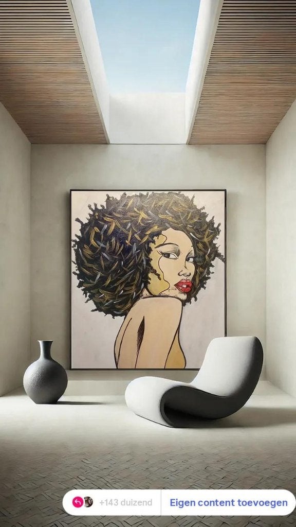 Afrikaanse vrouw, Bois, Décoration murale, Fait main, 50 - 100 cm