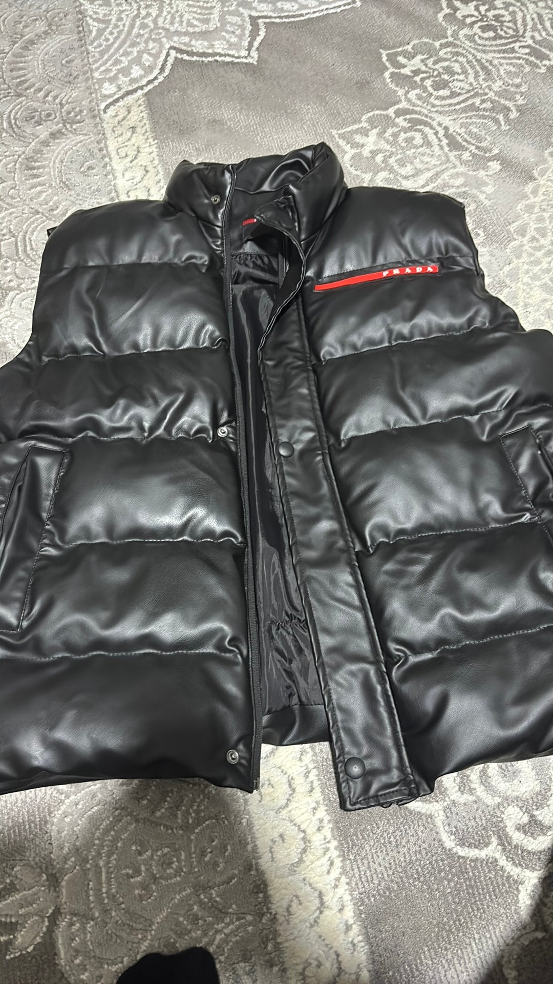 Veste noir prada cuir XXL, Enlèvement, Comme neuf, Noir