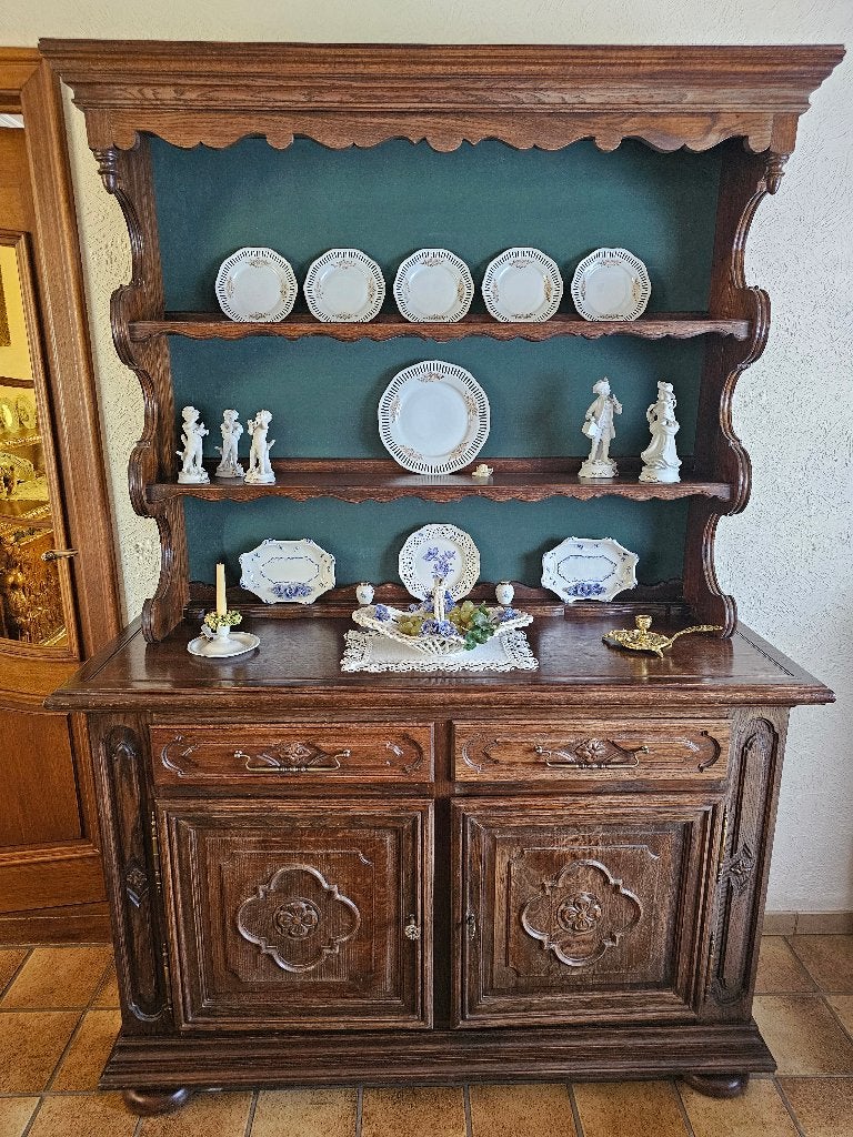 Massief eiken buffetkast, Ophalen, Gebruikt, 100 tot 150 cm, 200 cm of meer
