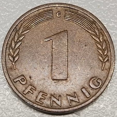 Allemagne : 1 Pfennig 1950 G Tige Droite KM #105 Ref 16955, Enlèvement ou Envoi, Allemagne, Monnaie en vrac