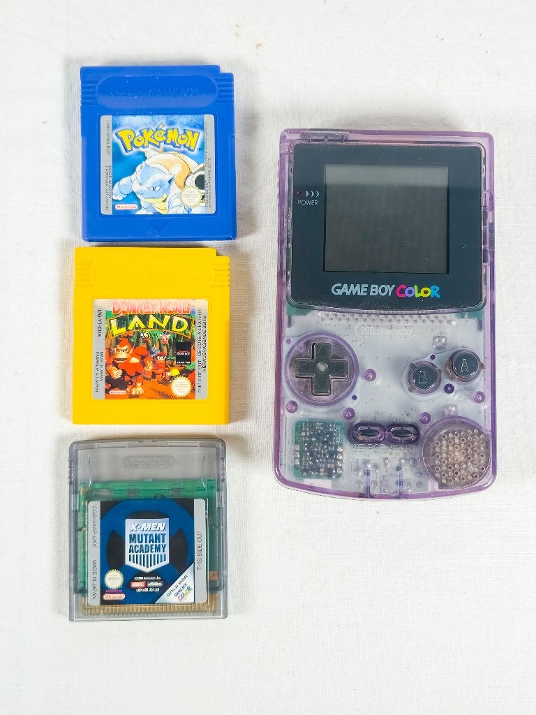 Nintendo Game Boy Color Atomic Purple + Pokémon Blue + Games, Ophalen, Gebruikt, Game Boy Color, Met games